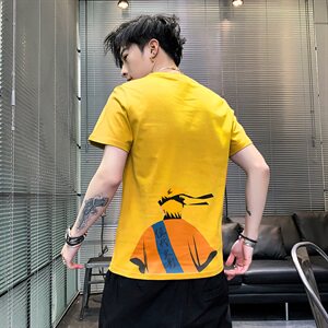 短袖t恤男孩圆领宽松夏季新款青少年初中纯棉百搭T桖T图片