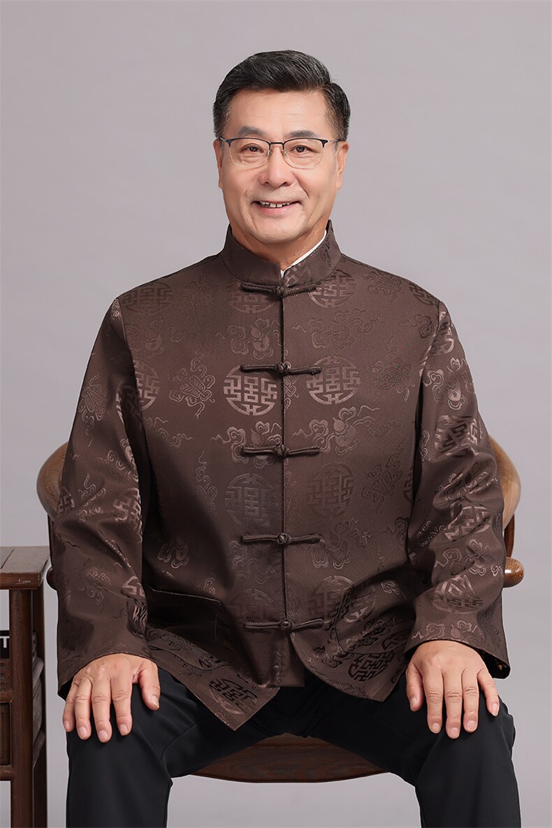 现货秋款中老年风唐装套装男中式复古盘扣汉服爷爷过生日外套,男装休闲套装,钱塘723