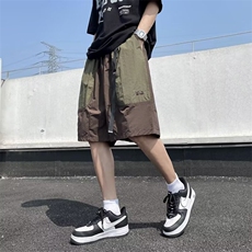 日系复古拼色工装短裤男夏季宽松防水五分裤透气运动中裤K6002，男装牛仔裤，星座1116A-1（原606A）