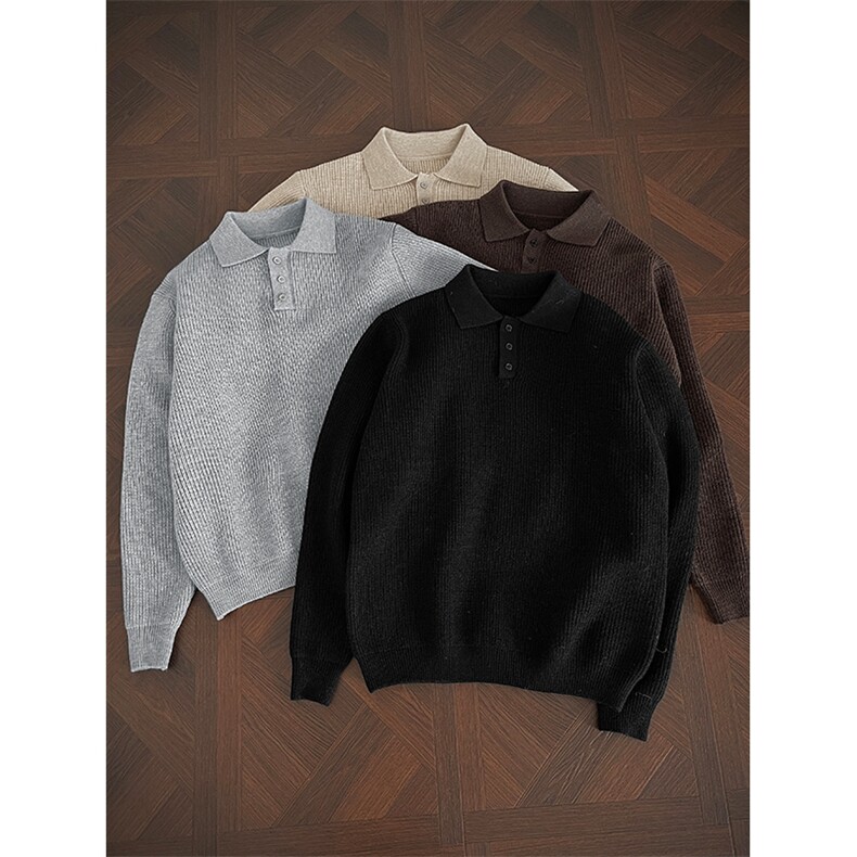 冬季polo领老钱风高品质800g大码针织衫毛衣男MY124-特P67控128，男装Polo衫，电商A001