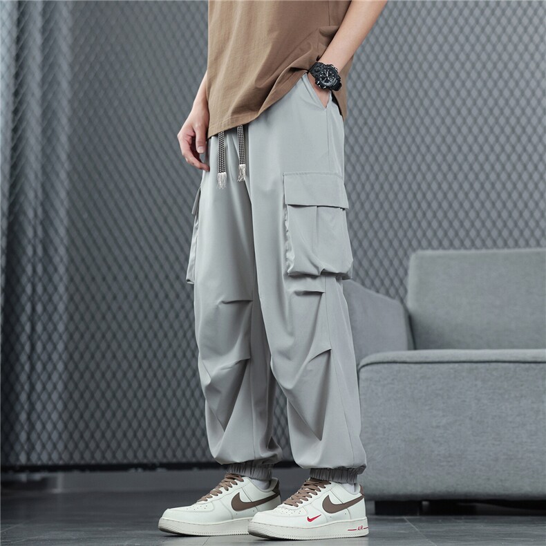 束脚冰丝凉感休闲裤K105模特地板92%聚酯纤维8%氨纶(S-2XL)TP22,男装休闲裤,电商A088