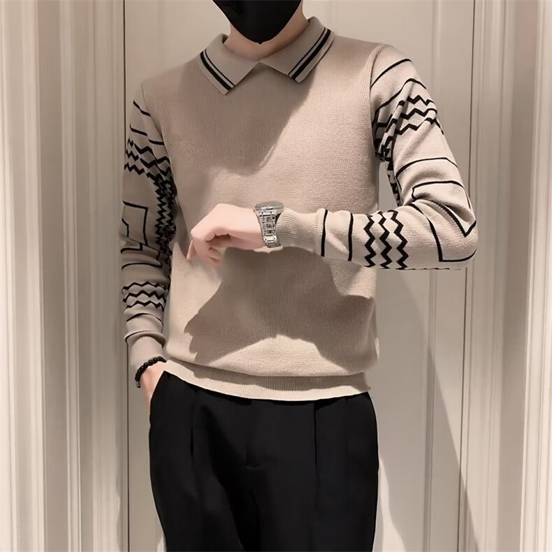 翻领毛衣男士秋冬季长袖打底衫修身气质潮牌男装针织衫S542-P48,男装针织衫/毛衣,星座1109-3