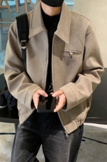 日系复古翻领短款夹克男士秋冬宽松毛呢大衣外套B289-F2476P115，男装夹克，电商B289