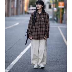 美式复古格子长袖衬衫春秋2025新款宽松休闲气质衬衣高级感外套，男装衬衫，星座715-4