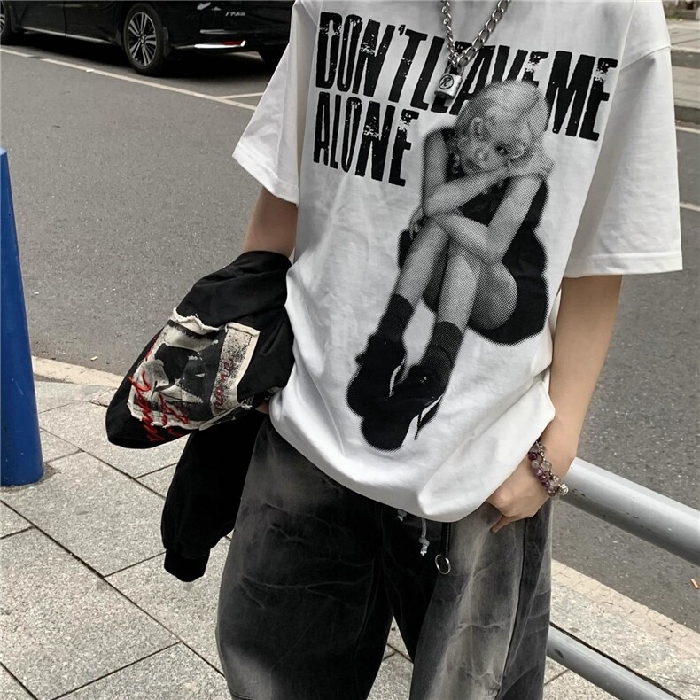 潮美式复古人像印花嘻哈街头风宽松舒适透气凉感短袖TDT005,男装T恤,星座516A