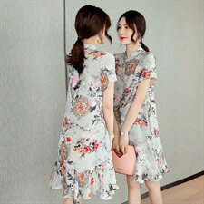 现货个性时尚潮流舒适拼色连衣裙简约短袖夏季新款，女装连衣裙，然然