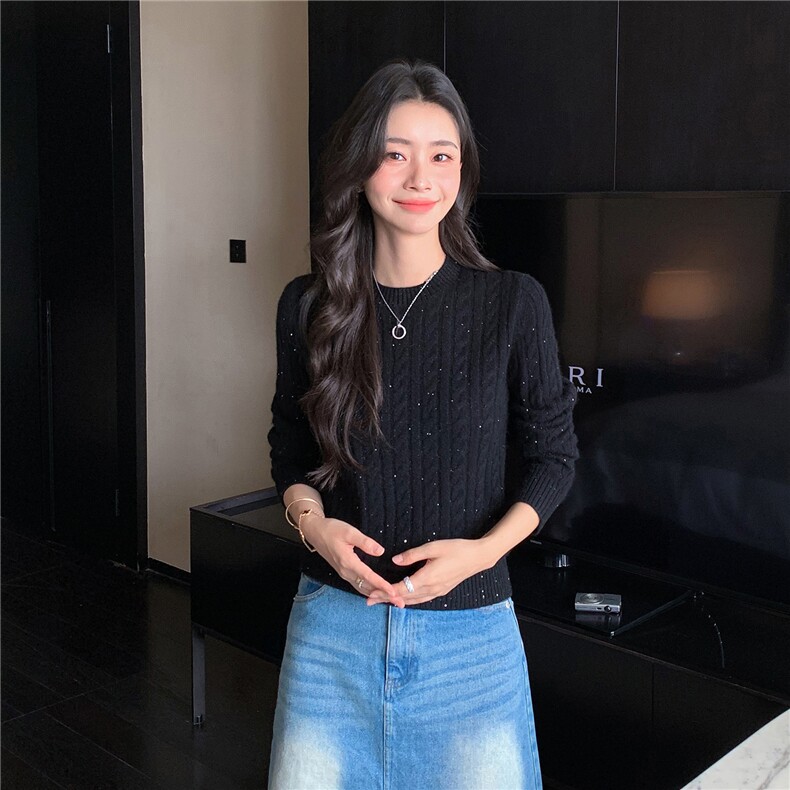 2025秋冬百搭时尚简约半高领保暖针织衫,女装羊绒衫,玛卡隆羊绒