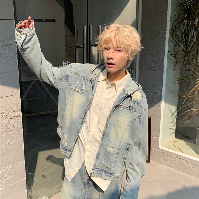 复古街头水洗做旧牛仔外套男女秋季新款连帽牛仔夹克JK8219，男装夹克，星座1116A（原606A-3）