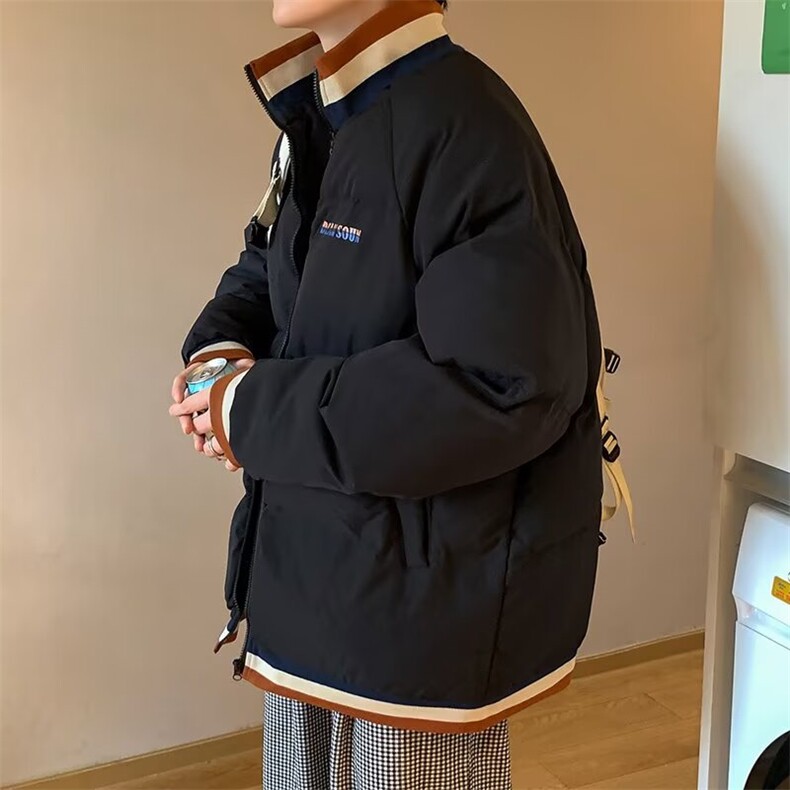 日系复古立领工装棒球服男装春秋季休闲潮牌棉衣帅气潮流拼色外套，男装棉衣，星座506A