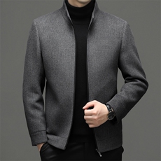 羊毛双面尼外套中年男士冬季新款时尚休闲外套XL-AL--W2399-P240，男装毛呢大衣，钱塘6003（原4033）