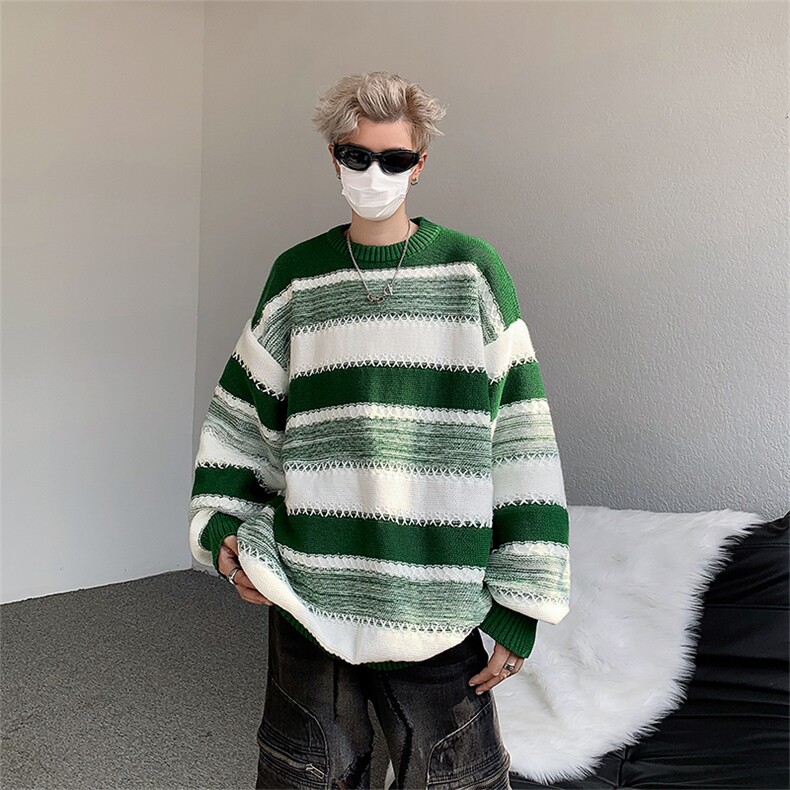 条纹毛衣男士秋冬慵懒风针织衫男外套新款情侣毛线衣服91660-p43,男装针织衫/毛衣,星座1008