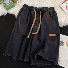 美式黄泥色破洞牛仔短裤男夏季毛边高街vibe乞丐五分中裤WD58-P36，男装牛仔裤，星座1008-1