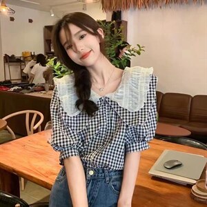 小格子小衫图片