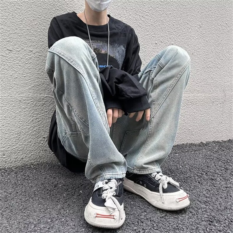 牛仔裤男秋季潮大码休闲裤子高街N8145P42,男装牛仔裤,星座1116-2