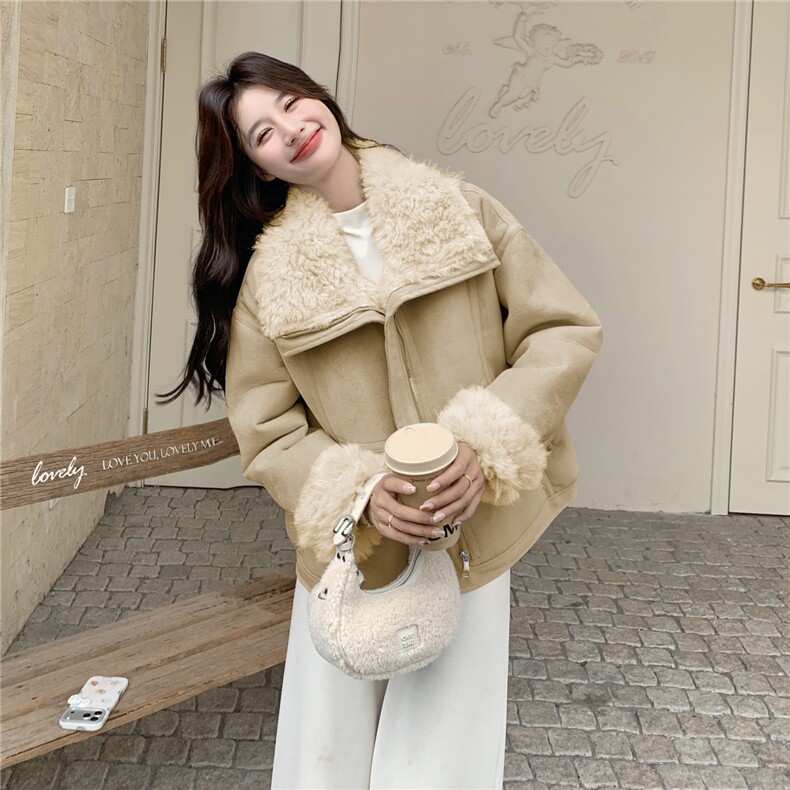 8682蓝色羊羔毛外套女8682-P210-K318,女装毛呢外套,2C232