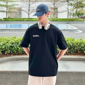 万针全刺绣工艺抖音得物高品质260克重磅纯棉双纱美式高街短袖T恤图片