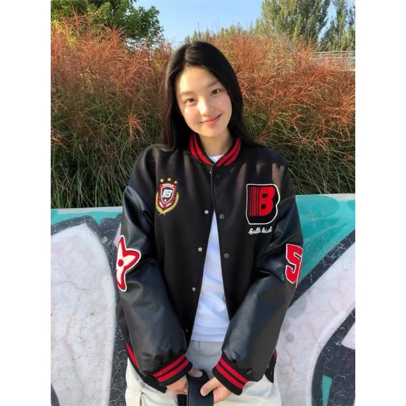 美式复古棒球服外套男女秋冬ins潮牌学院风宽松高级感飞行员夹克,男装夹克,星座506A