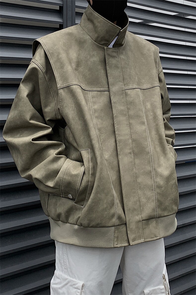 高街机动皮衣美式骑行服潮牌皮夹克外套二开A406JK1232特P83,男装夹克,星座309（原A406）