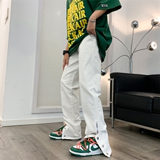 欧美高街vibe风黑色排扣牛仔裤潮牌复古长裤男N0161-P43，男装牛仔裤，星座308B-1
