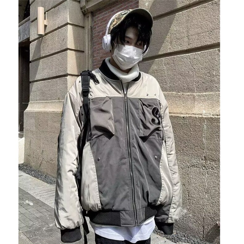 潮牌秋春秋美式复古飞行夹克休闲贴标设计棒球服工装外套男潮,男装夹克,星座506A