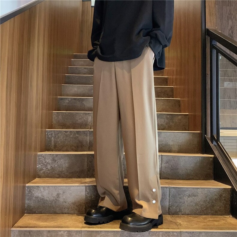 休闲西裤男韩版潮流垂感裤脚开衩帅2023秋季新款ins长裤K4471-P39,男装西裤,星座412-2