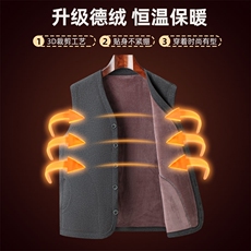 中老年男士冬季马甲加绒加厚时尚休闲男装V领直筒马甲TF0108-P50，男装背心/马甲，星座1105-3