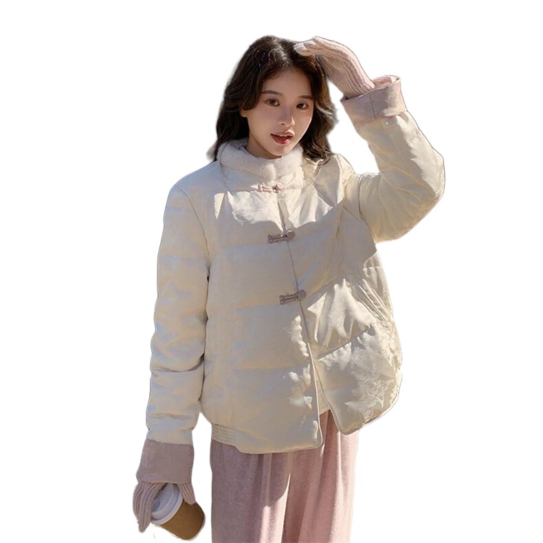 新中式国风提花羽绒服女冬季2025新款超好看盘扣气质短款小个子,女装羽绒服,2C057