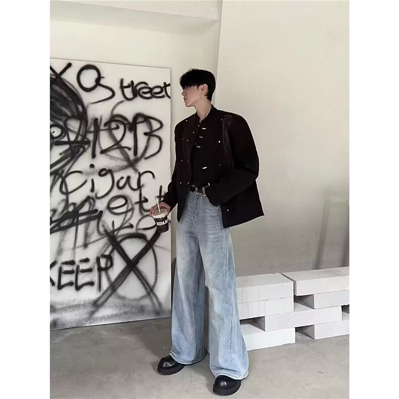 风秋款男西服外套扎染铆钉单排新中式西装外套JK210P75,男装西服套装,星座1013-1