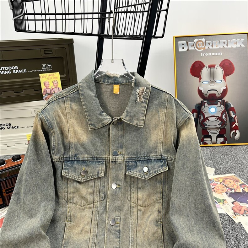 男士水洗复古牛仔外套男潮牌春秋款2025新款美式工装夹克A045/P60,男装夹克,星座506B