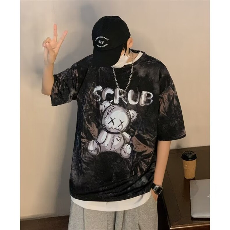 城市风貌圆领百搭印花新款青春流行短袖潮男T恤标准时尚潮牌春夏图片