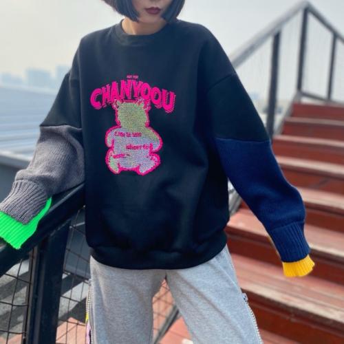 冬季新款加绒重工卫衣,女装卫衣/绒衫,菲莎比娅