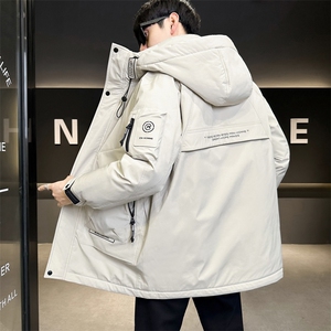 8879 P240冬季羽绒服新品男士冲风衣连帽长款 卷后控328图片