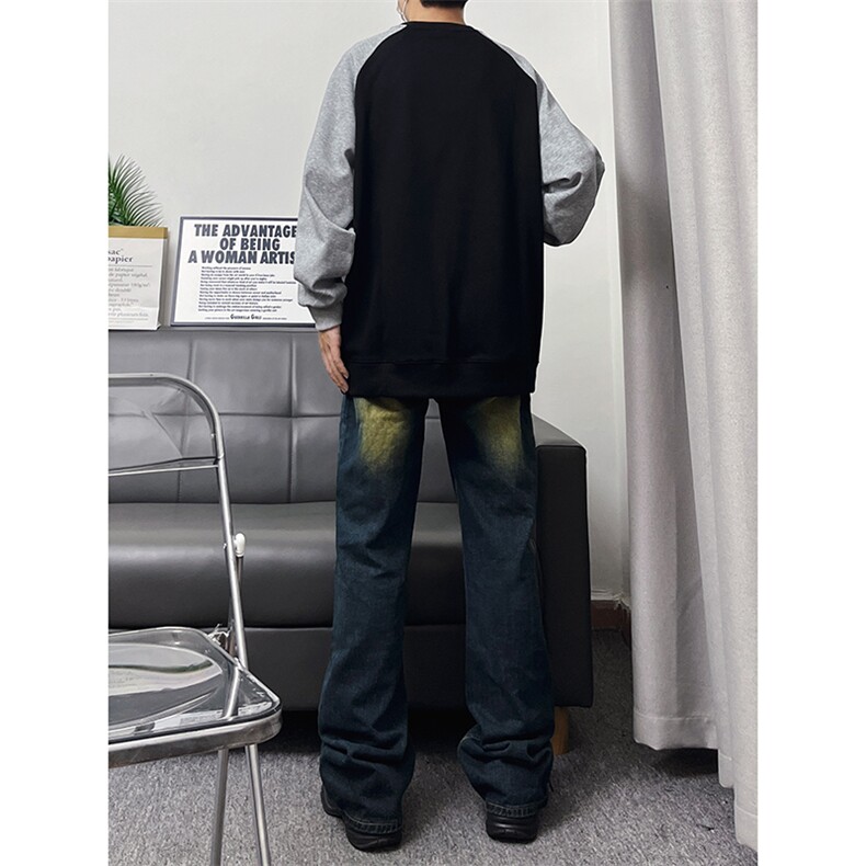 B221美式ins高街暗黑光版修身微喇牛仔裤LK23137-P55控78,男装牛仔裤,电商B221