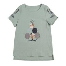 2021年夏季短袖宽松常规圆领甜美T恤时尚气质简约优雅韩版百搭街头，女装T恤，丽影随形