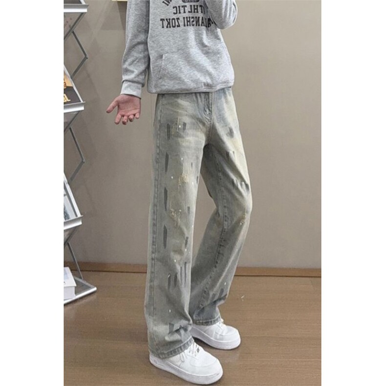 直筒牛仔裤春夏重工钉钻显瘦百搭宽松休闲阔腿拖地裤子NR11,男装牛仔裤,星座1116A（原606A-3）