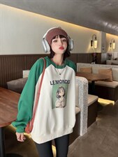 现货秋季新款：时尚潮流新款圆领卫衣，女装卫衣/绒衫，泽妤