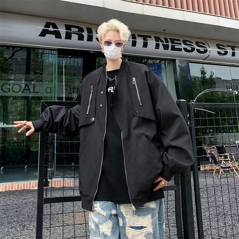 做工高质量双层外套男春秋季潮飞行员夹克痞帅休闲上衣JK909,男装夹克,星座1116A-1（原606A）