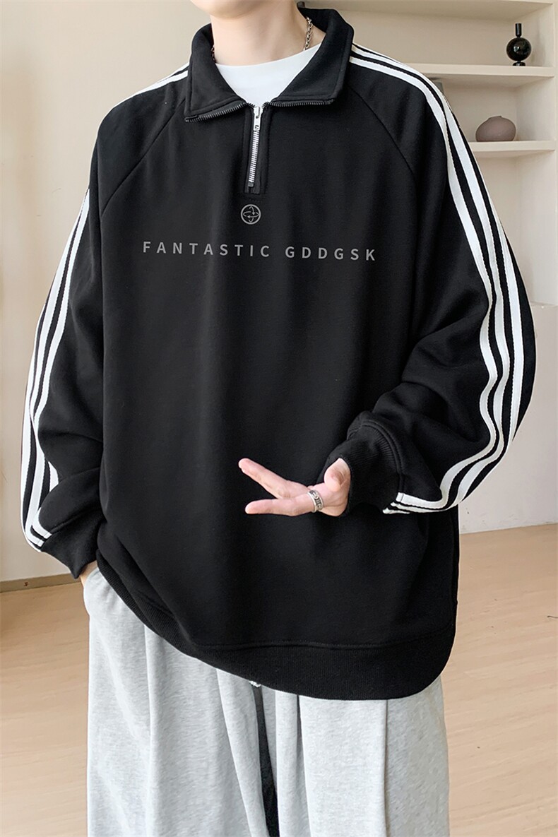 华棉内景秋冬美式高街宽松polo领卫衣男潮大码WY00666/P50加绒P55,男装卫衣,电商B316