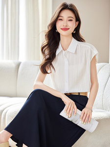 通勤气质时尚套装裙女2025夏季新款翻领衬衣显瘦A字半身裙两件套图片