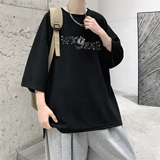 冰丝七分袖t恤男大码五分袖男短袖男中袖Q11442-P30，男装T恤，电商A040