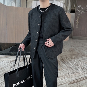 秋冬韩版小香风外套男短款高级感炸街夹克上衣男JK9125-P120控150图片