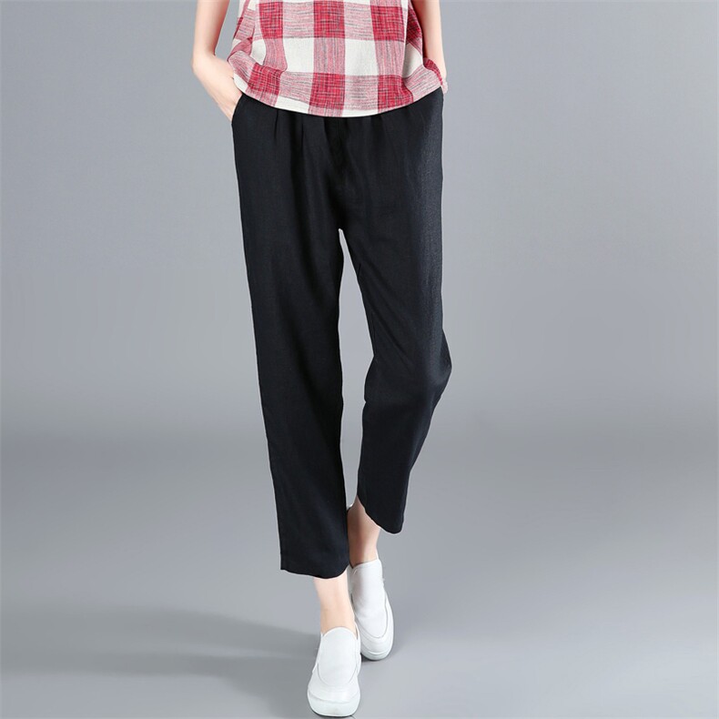 长期现货棉麻舒适时尚潮流裤子中腰夏秋季休闲气质九分裤哈伦裤潮，女装连体裤，涵誉