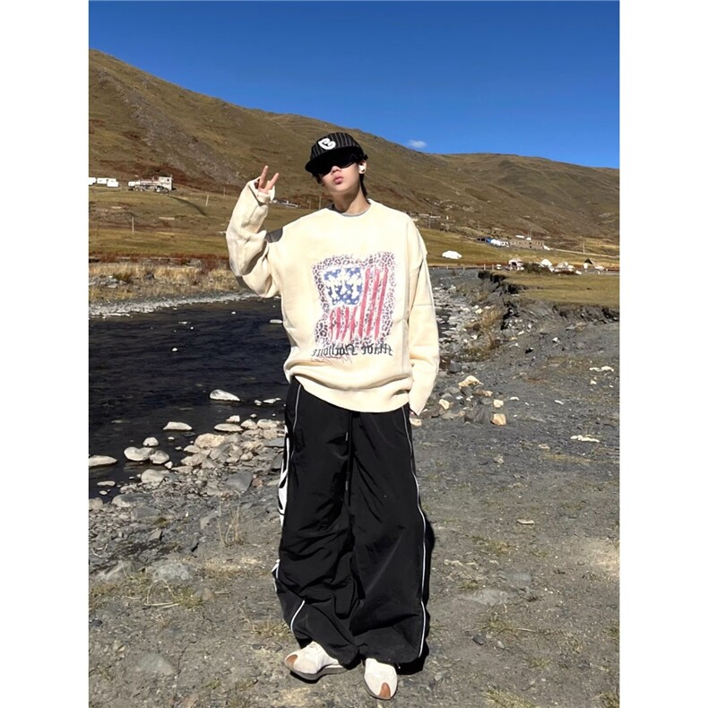 潮流慵懒2025卡通撞色套头针织衫小个子减龄宽松上衣简约新款,男装针织衫/毛衣,星座506A