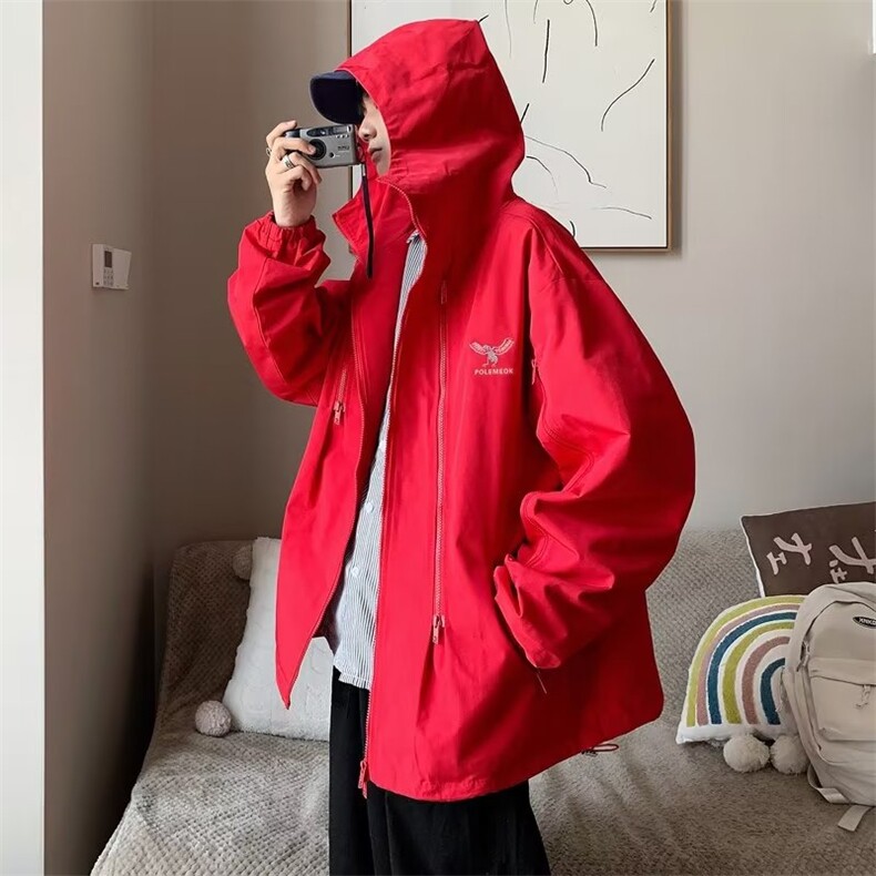 新款潮牌机能风拉链连帽冲锋衣男女宽松户外防水情侣外套GT60-p59图片