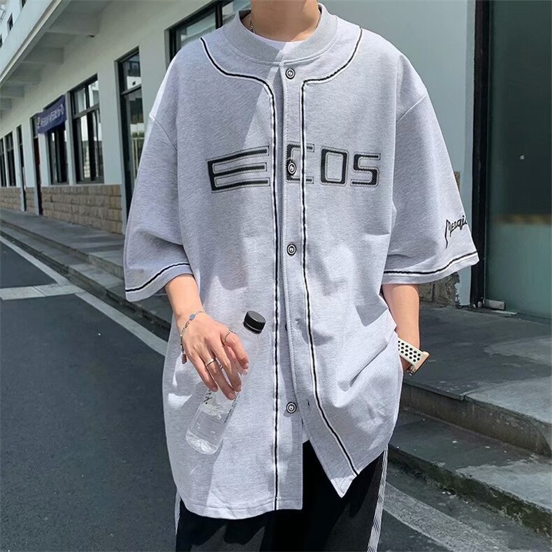 棒球服外套男宽松ins欧美嘻哈短袖夏季运动半袖T恤 W794-P38图片