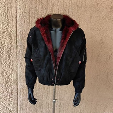 网图红毛座山雕纹理PU暗黑短款宽松毛毛加厚棉服外套，男装棉衣，电商C307