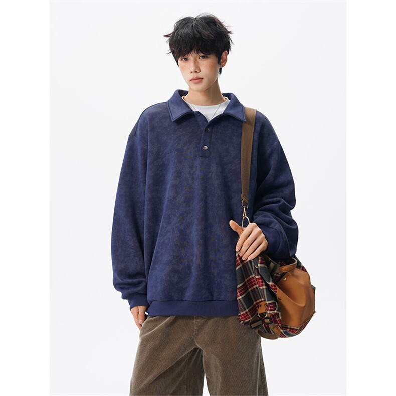 现货WY10165-特P48 控88美式复古解构拼接大码男宽松情侣套头卫衣图片