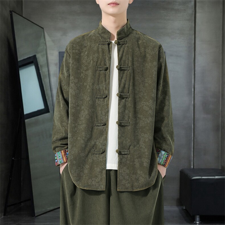 男士衬衫外套灯芯绒夹克盘扣立领风XZ1512-2513-P55，男装夹克，星座1512