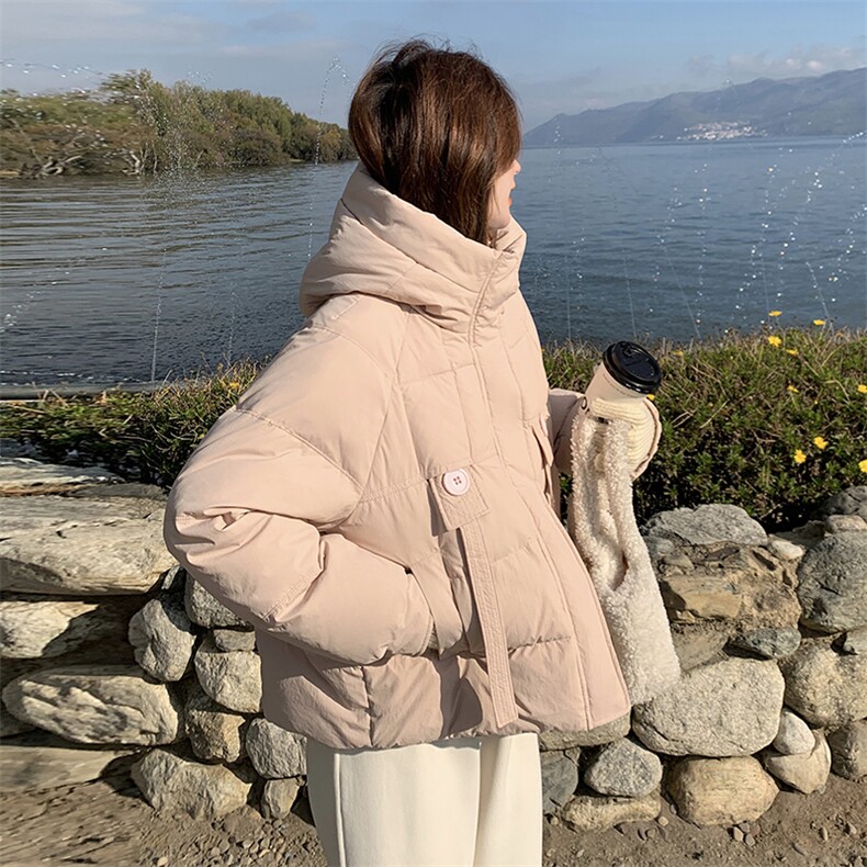 韩系连帽羽绒服女宽松加厚面包服白鸭绒保暖外套6115P265K398,女装羽绒服,维壹