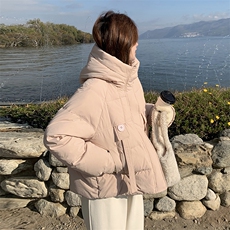 韩系连帽羽绒服女宽松加厚面包服白鸭绒保暖外套6115P265K398，女装羽绒服，维壹